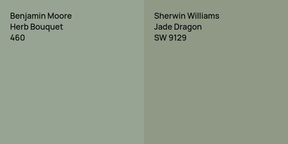 Benjamin Moore Herb Bouquet vs. Sherwin Williams Jade Dragon