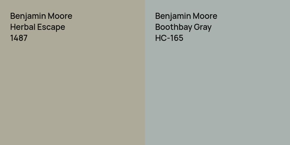 Benjamin Moore Herbal Escape vs. Benjamin Moore Boothbay Gray