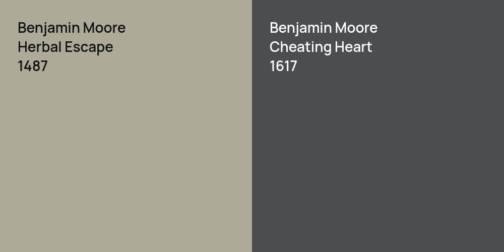 Benjamin Moore Herbal Escape vs. Benjamin Moore Cheating Heart