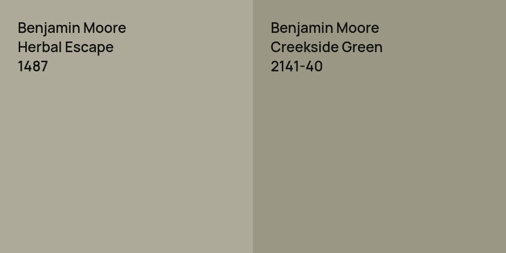 Benjamin Moore Herbal Escape vs. Benjamin Moore Creekside Green