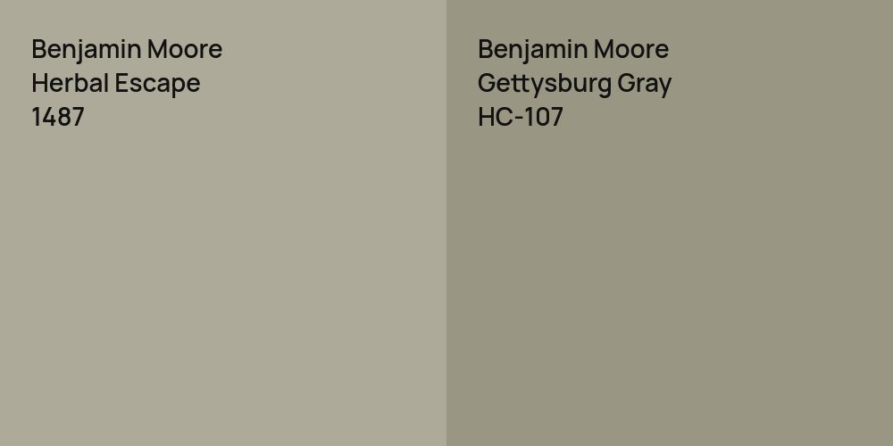 Benjamin Moore Herbal Escape vs. Benjamin Moore Gettysburg Gray