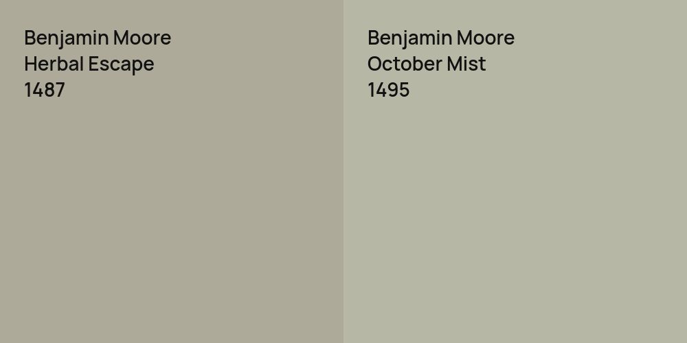 Benjamin Moore Herbal Escape vs. Benjamin Moore October Mist