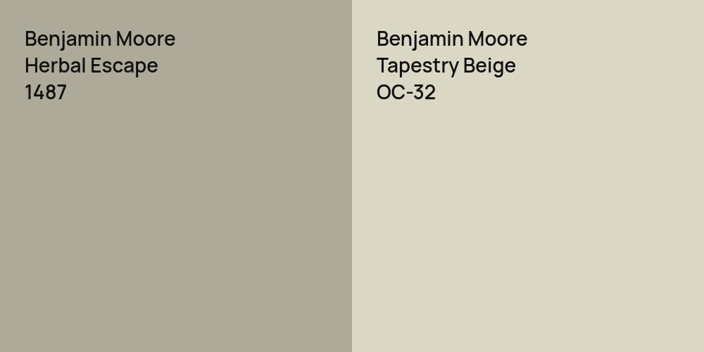 Benjamin Moore Herbal Escape vs. Benjamin Moore Tapestry Beige