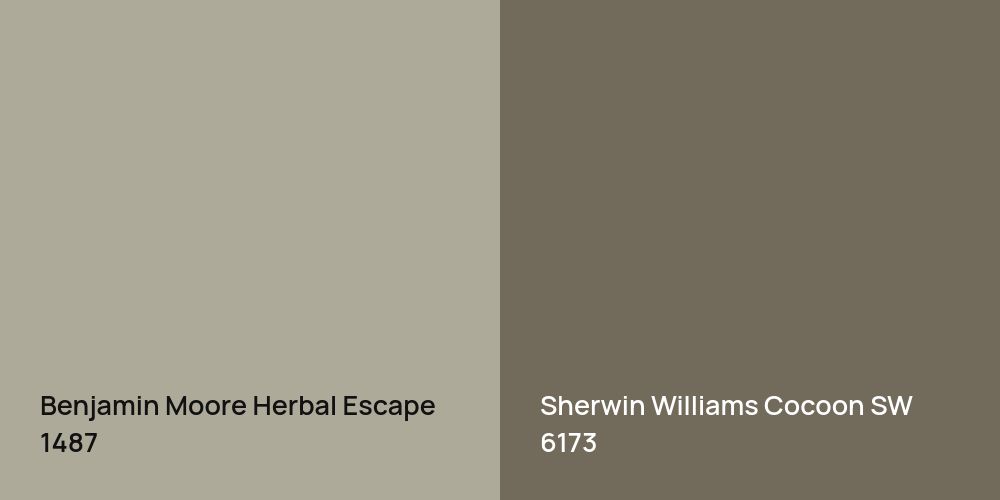 Benjamin Moore Herbal Escape vs. Sherwin Williams Cocoon