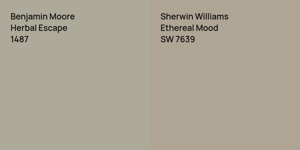 Benjamin Moore Herbal Escape vs. Sherwin Williams Ethereal Mood