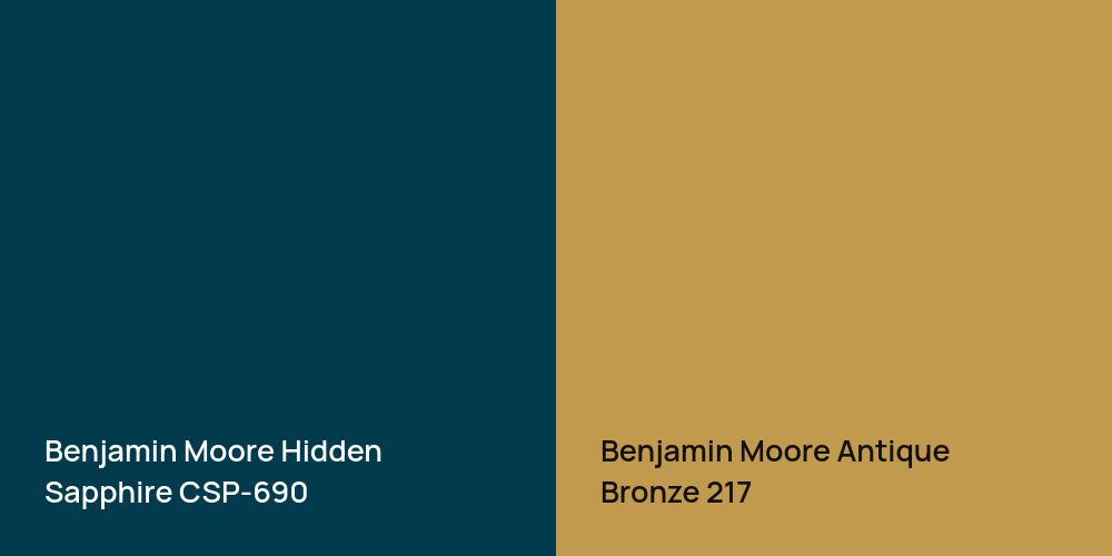 Benjamin Moore Hidden Sapphire vs. Benjamin Moore Antique Bronze