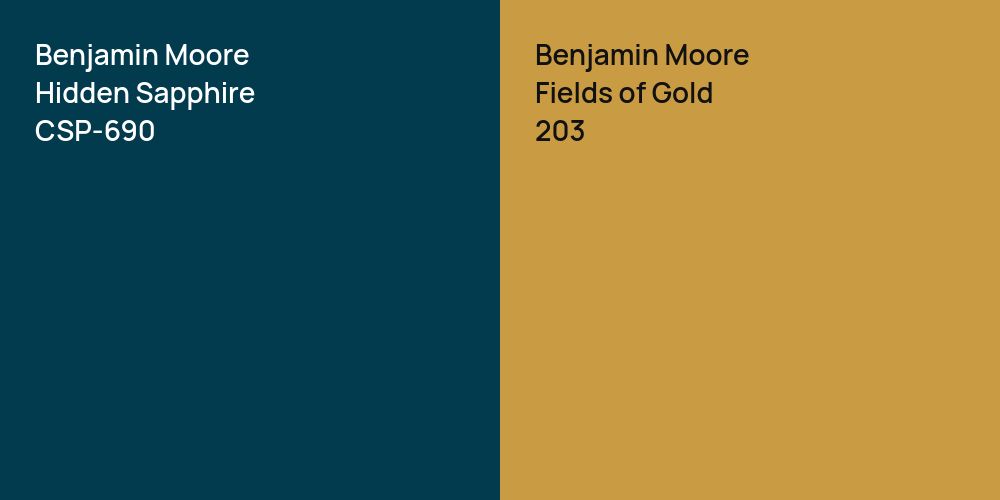 Benjamin Moore Hidden Sapphire vs. Benjamin Moore Fields of Gold