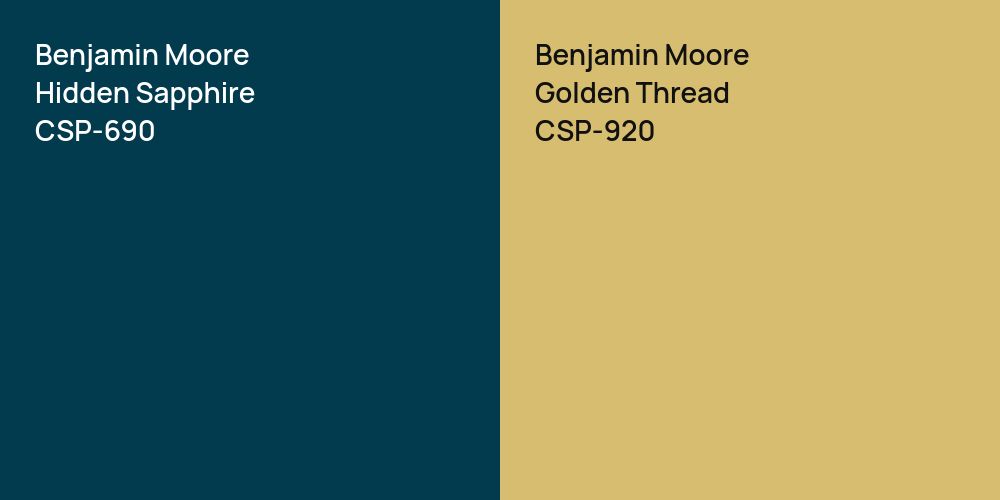 Benjamin Moore Hidden Sapphire vs. Benjamin Moore Golden Thread