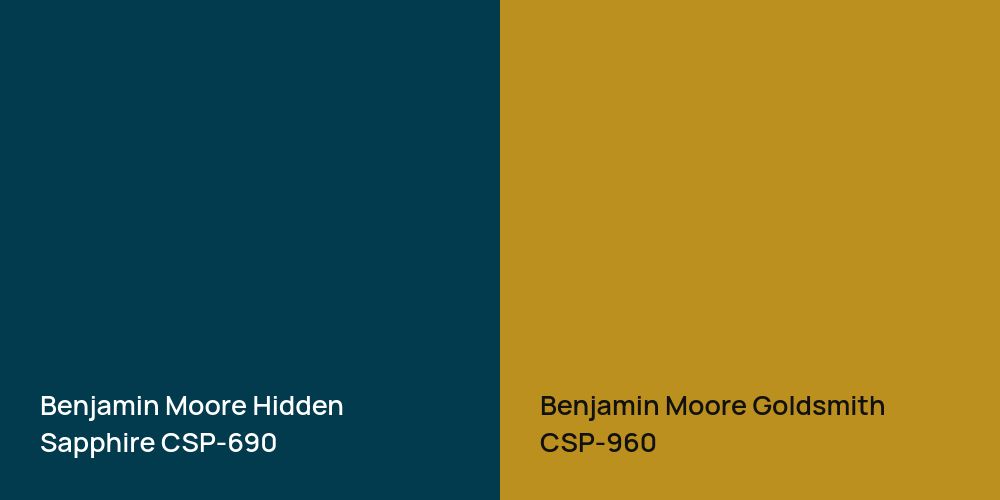 Benjamin Moore Hidden Sapphire vs. Benjamin Moore Goldsmith