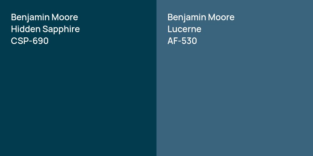 Benjamin Moore Hidden Sapphire vs. Benjamin Moore Lucerne