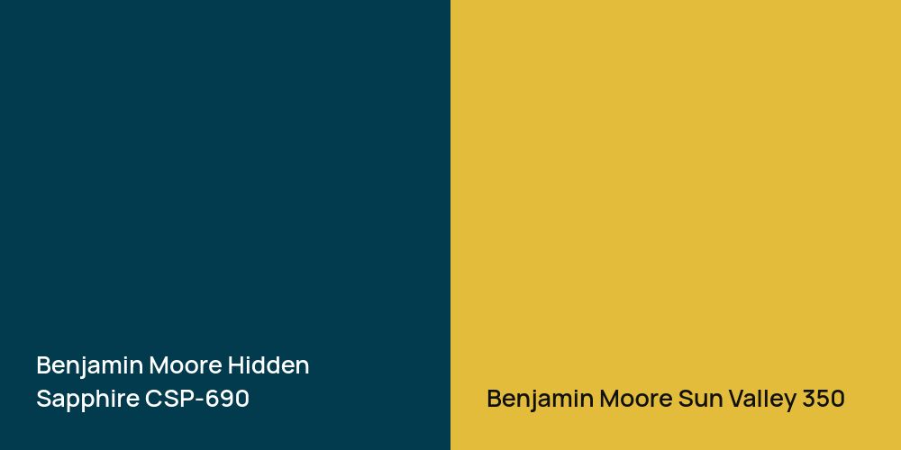 Benjamin Moore Hidden Sapphire vs. Benjamin Moore Sun Valley