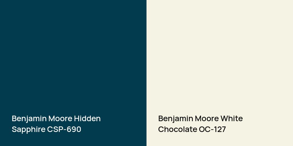 Benjamin Moore Hidden Sapphire vs. Benjamin Moore White Chocolate