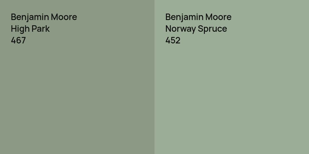 Benjamin Moore High Park vs. Benjamin Moore Norway Spruce