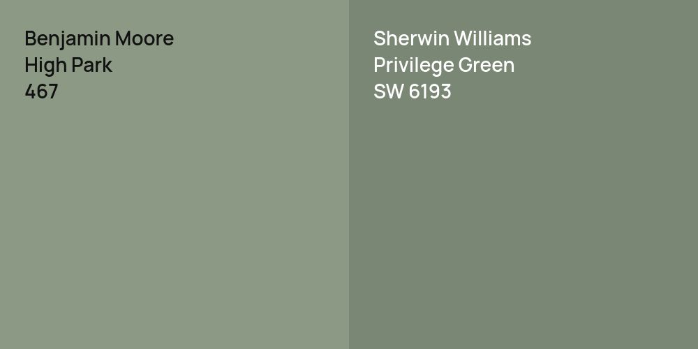 Benjamin Moore High Park vs. Sherwin Williams Privilege Green