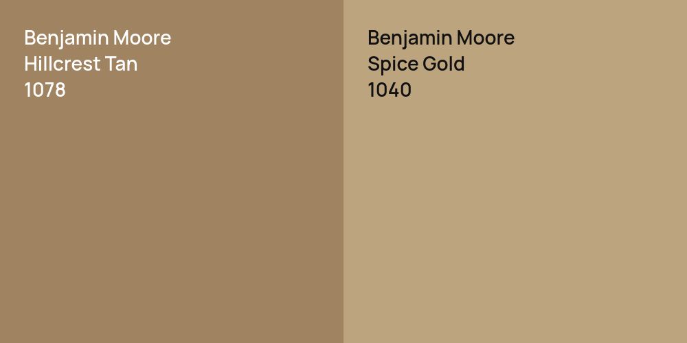 Benjamin Moore Hillcrest Tan vs. Benjamin Moore Spice Gold