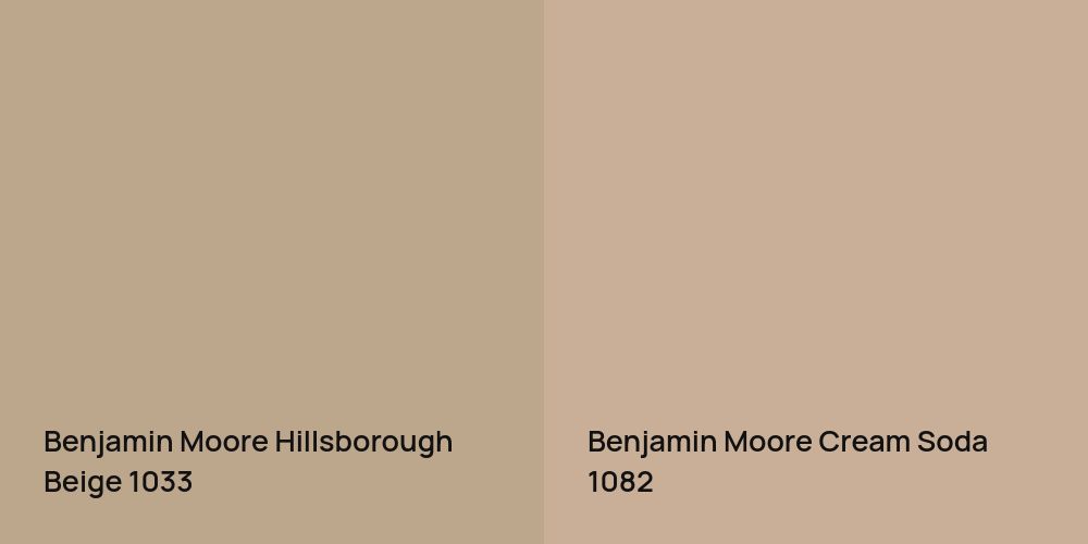 Benjamin Moore Hillsborough Beige vs. Benjamin Moore Cream Soda