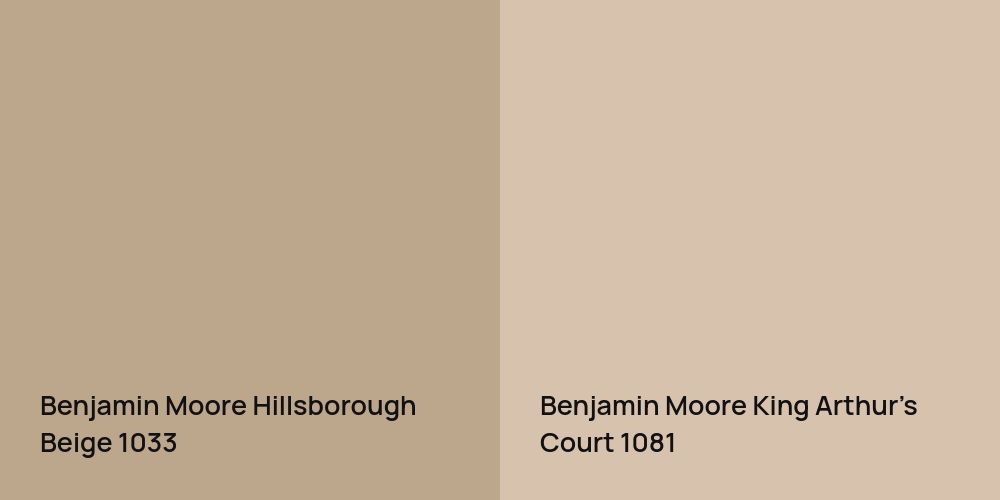 Benjamin Moore Hillsborough Beige vs. Benjamin Moore King Arthur's Court