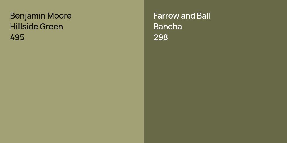 Benjamin Moore Hillside Green vs. Farrow and Ball Bancha