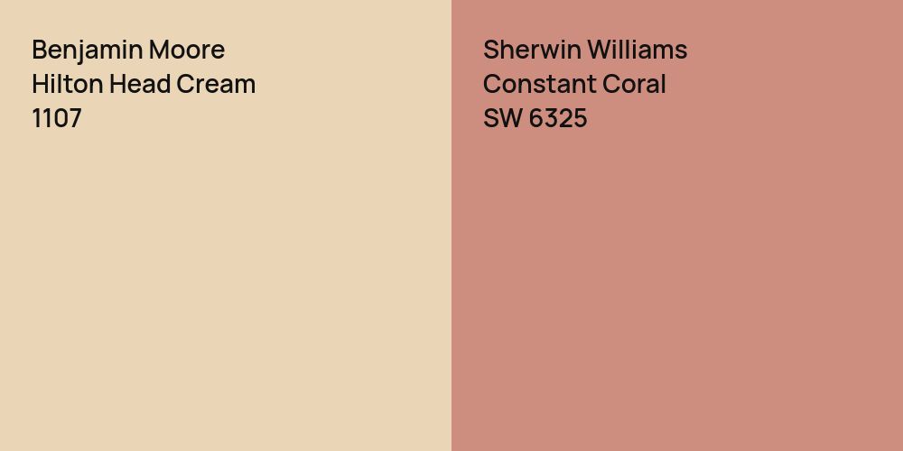 Benjamin Moore Hilton Head Cream vs. Sherwin Williams Constant Coral