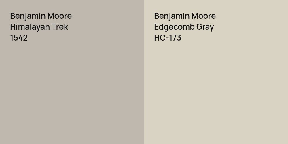 Benjamin Moore Himalayan Trek vs. Benjamin Moore Edgecomb Gray