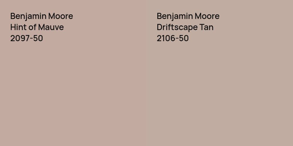 Benjamin Moore Hint of Mauve vs. Benjamin Moore Driftscape Tan