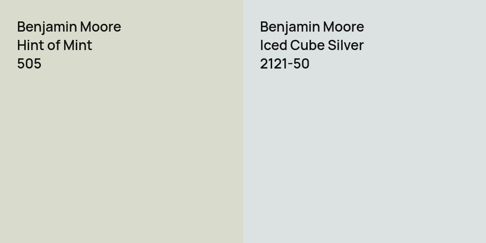 Benjamin Moore Hint of Mint vs. Benjamin Moore Iced Cube Silver