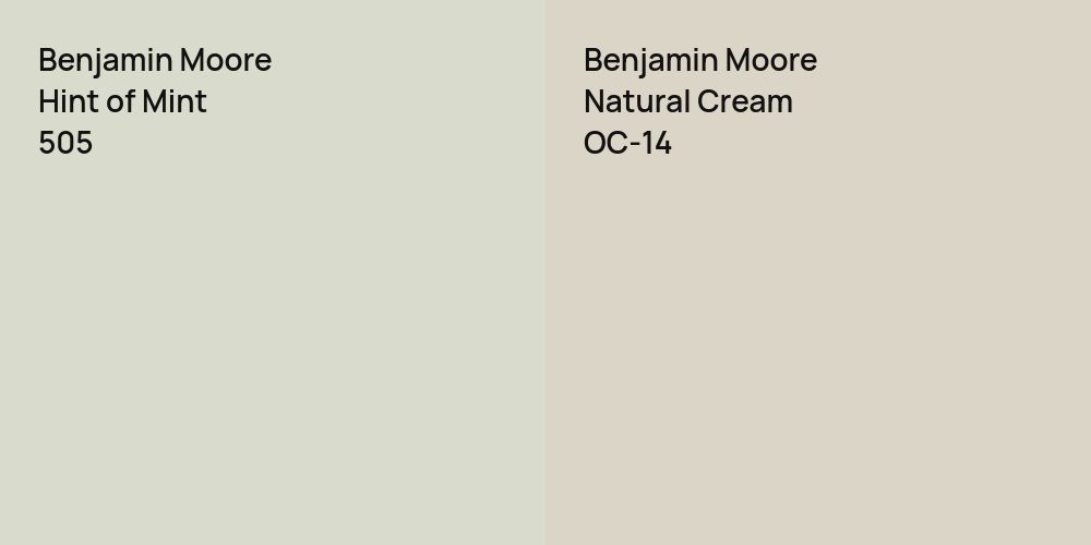 Benjamin Moore Hint of Mint vs. Benjamin Moore Natural Cream