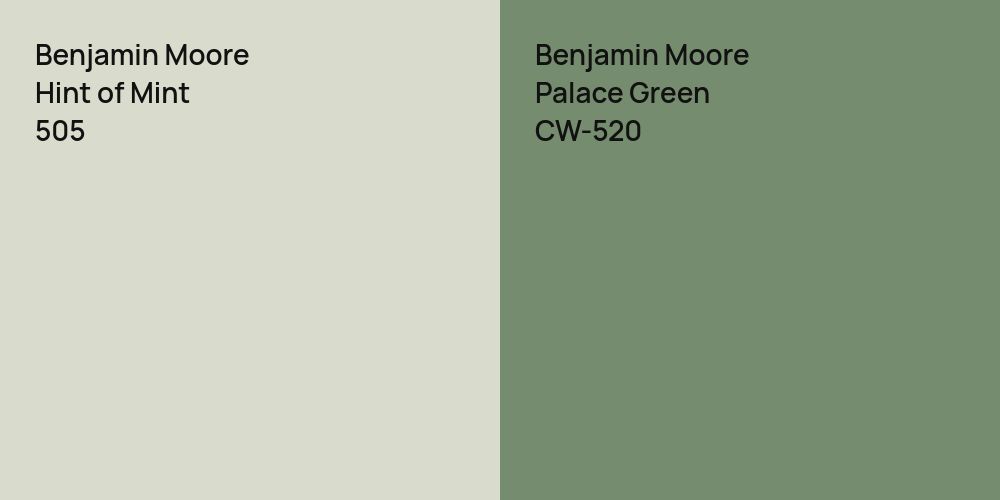 Benjamin Moore Hint of Mint vs. Benjamin Moore Palace Green