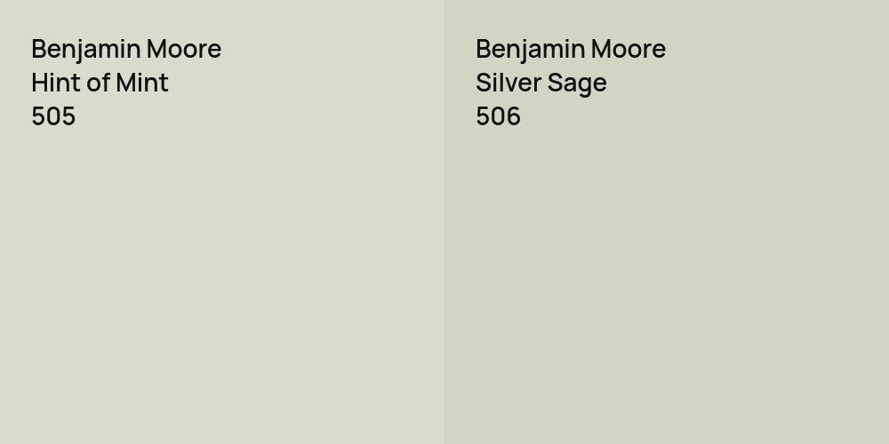 Benjamin Moore Hint of Mint vs. Benjamin Moore Silver Sage