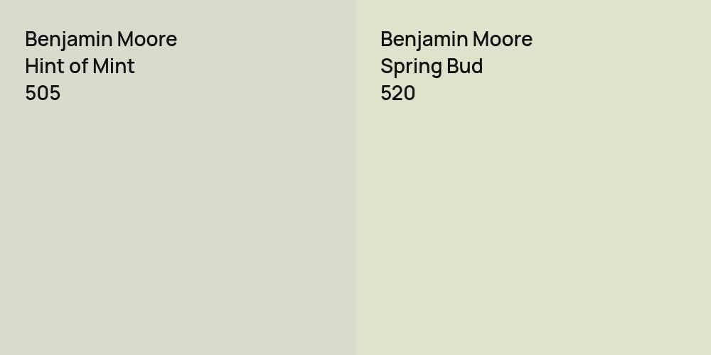 Benjamin Moore Hint of Mint vs. Benjamin Moore Spring Bud