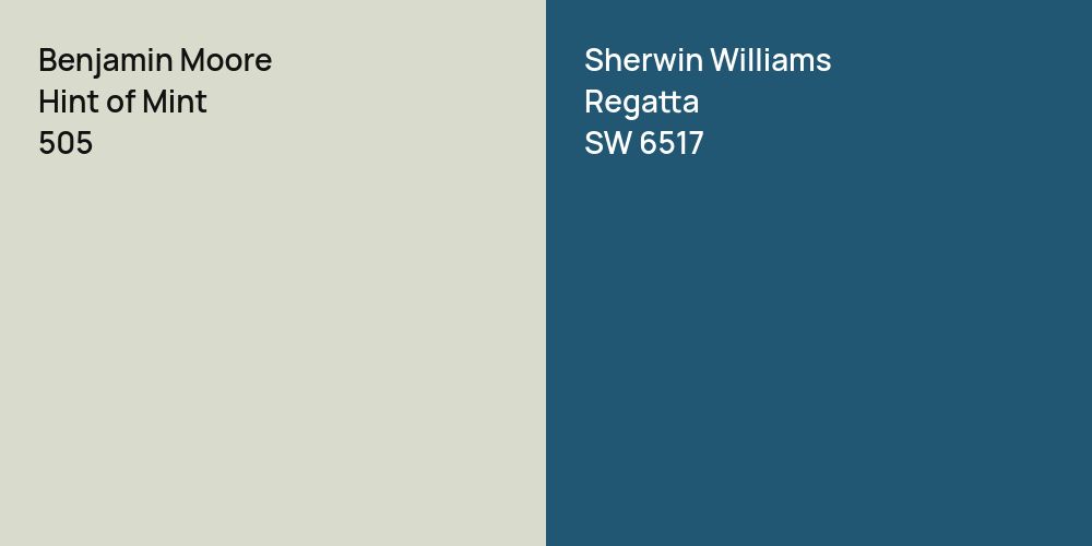 Benjamin Moore Hint of Mint vs. Sherwin Williams Regatta