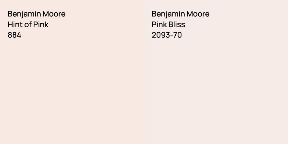 Benjamin Moore Hint of Pink vs. Benjamin Moore Pink Bliss