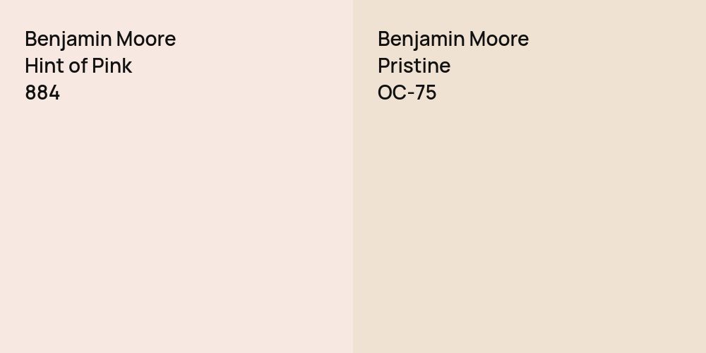 Benjamin Moore Hint of Pink vs. Benjamin Moore Pristine