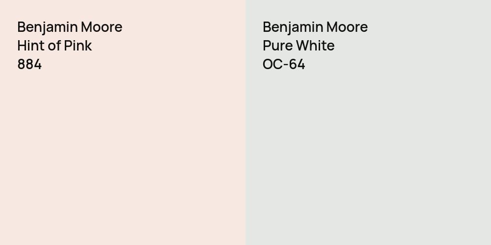 Benjamin Moore Hint of Pink vs. Benjamin Moore Pure White