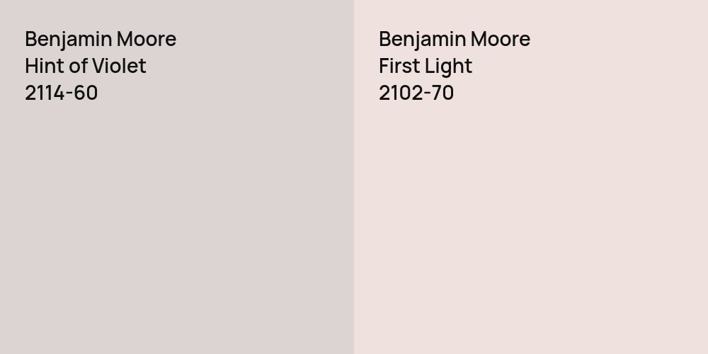 Benjamin Moore Hint of Violet vs. Benjamin Moore First Light