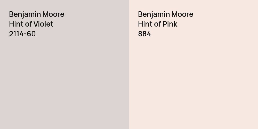 Benjamin Moore Hint of Violet vs. Benjamin Moore Hint of Pink