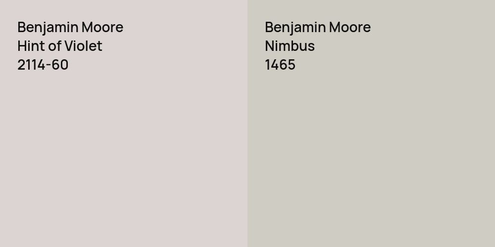 Benjamin Moore Hint of Violet vs. Benjamin Moore Nimbus