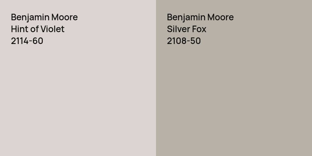 Benjamin Moore Hint of Violet vs. Benjamin Moore Silver Fox