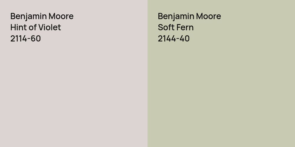 Benjamin Moore Hint of Violet vs. Benjamin Moore Soft Fern