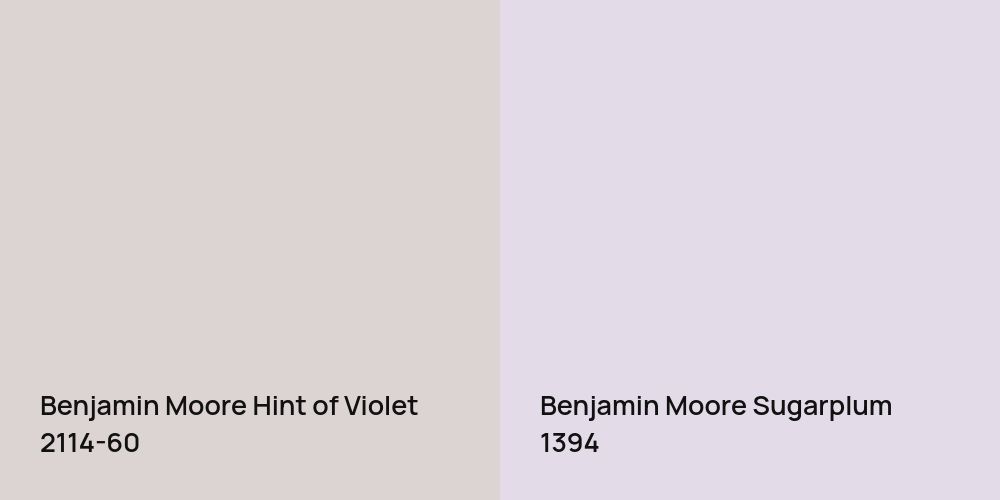 Benjamin Moore Hint of Violet vs. Benjamin Moore Sugarplum