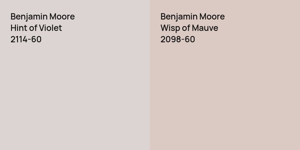 Benjamin Moore Hint of Violet vs. Benjamin Moore Wisp of Mauve