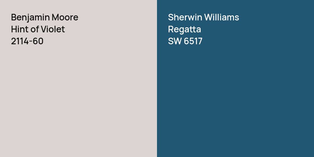 Benjamin Moore Hint of Violet vs. Sherwin Williams Regatta