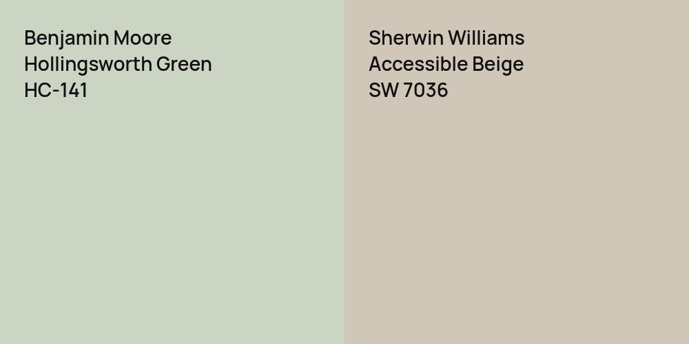 Benjamin Moore Hollingsworth Green vs. Sherwin Williams Accessible Beige