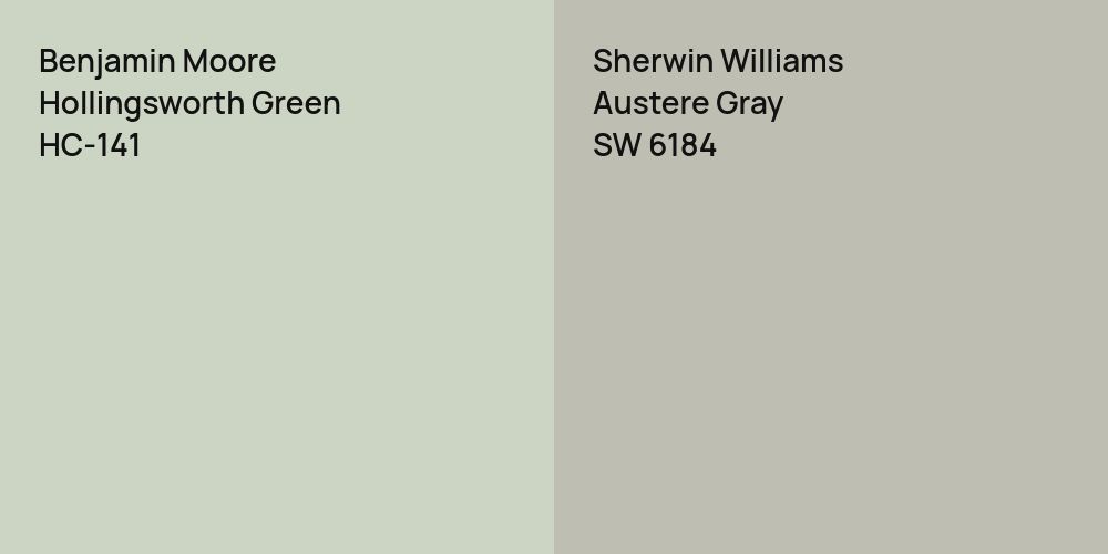 Benjamin Moore Hollingsworth Green vs. Sherwin Williams Austere Gray