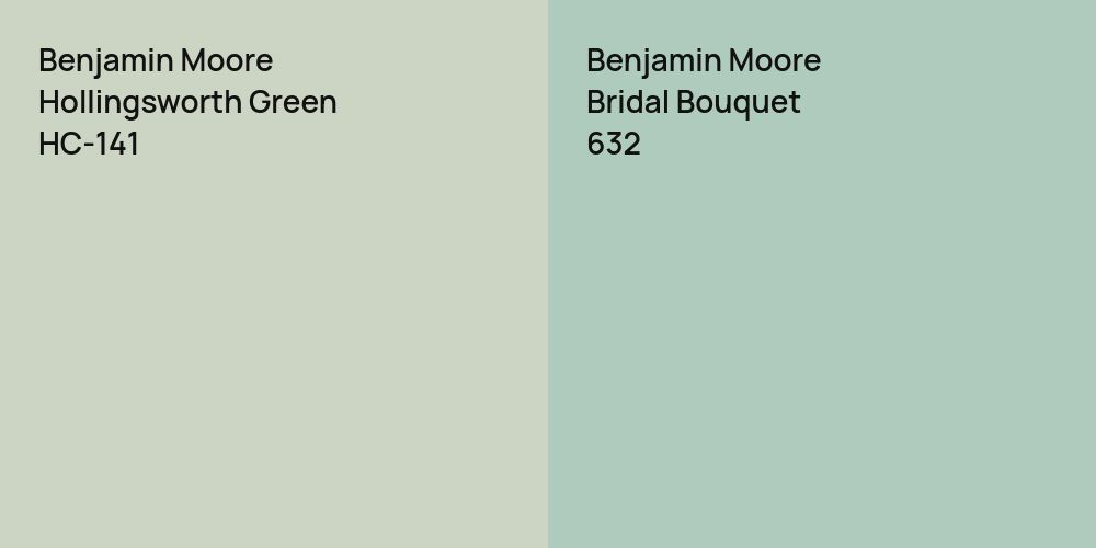 Benjamin Moore Hollingsworth Green vs. Benjamin Moore Bridal Bouquet