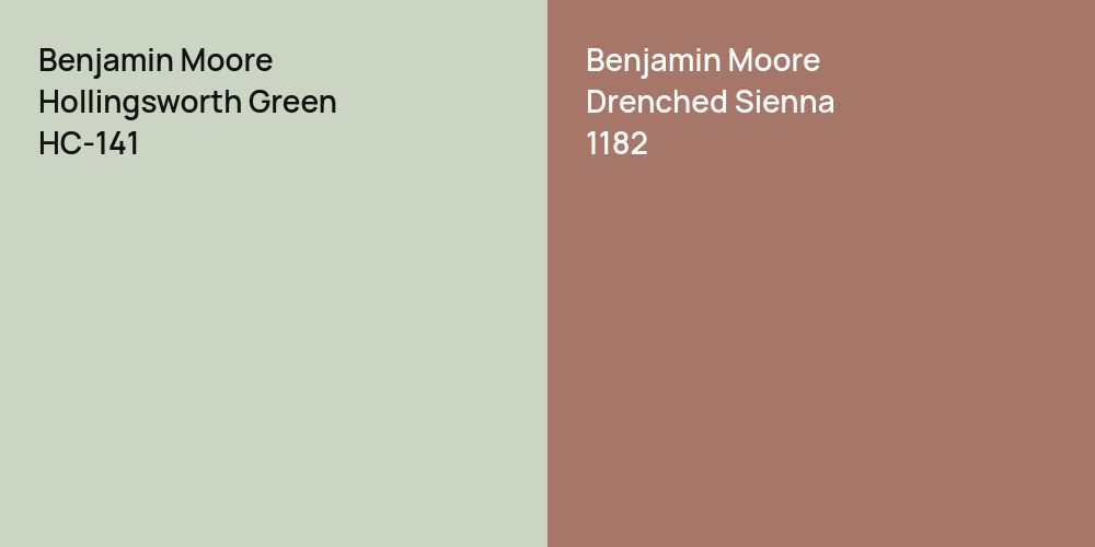 Benjamin Moore Hollingsworth Green vs. Benjamin Moore Drenched Sienna