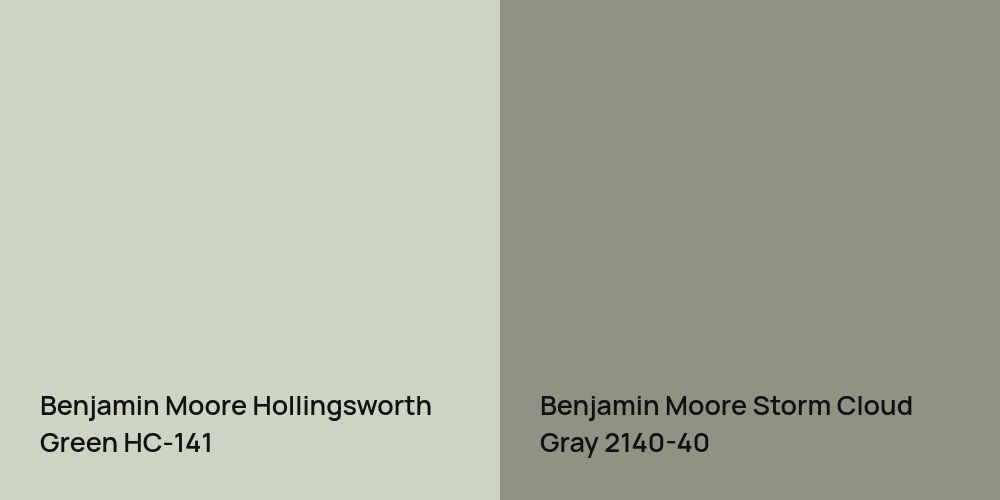 Benjamin Moore Hollingsworth Green vs. Benjamin Moore Storm Cloud Gray