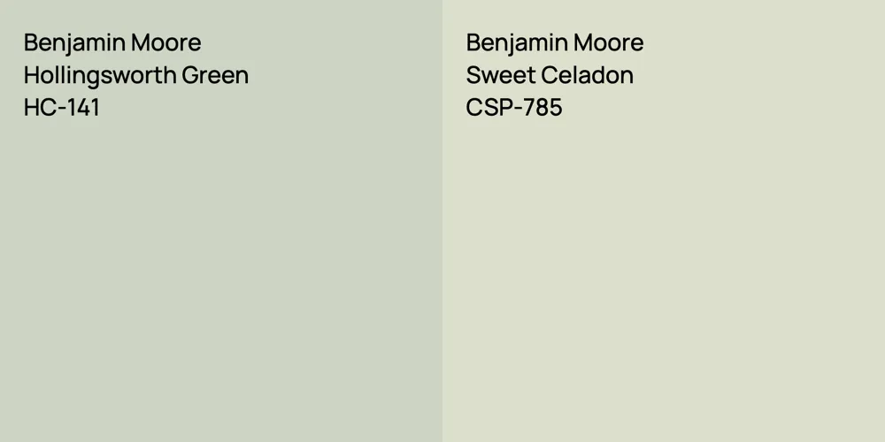 Benjamin Moore Hollingsworth Green vs. Benjamin Moore Sweet Celadon