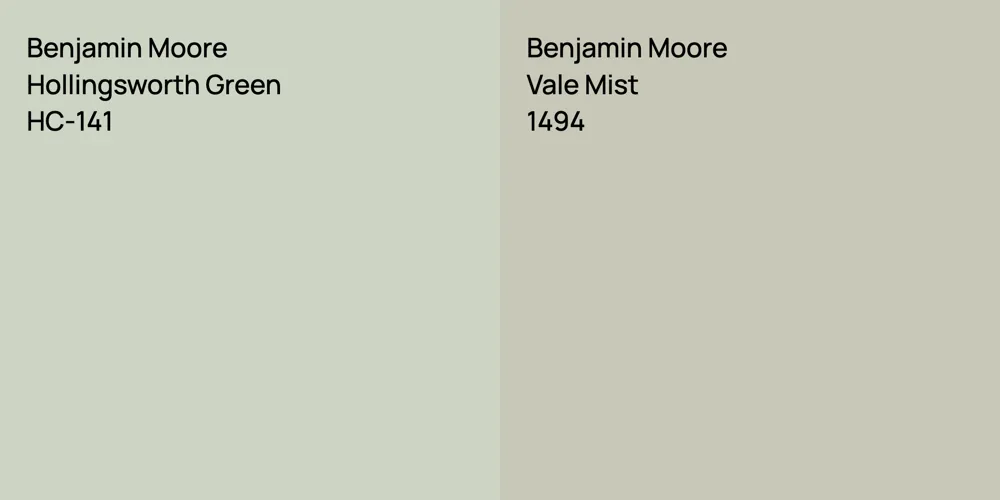 Benjamin Moore Hollingsworth Green vs. Benjamin Moore Vale Mist