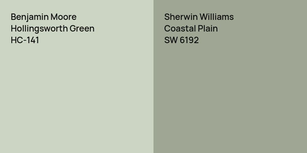 Benjamin Moore Hollingsworth Green vs. Sherwin Williams Coastal Plain